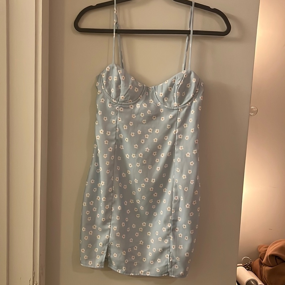 Princess Polly blue daisy print bodycon dress